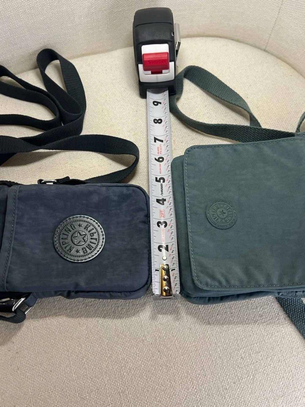 Kipling Dual Mini Crossbody Bags in blue and Green